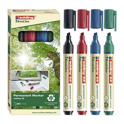 edding 22 EcoLine Permanentmarker farbsortiert 1,0 - 5,0 mm, 4 St.