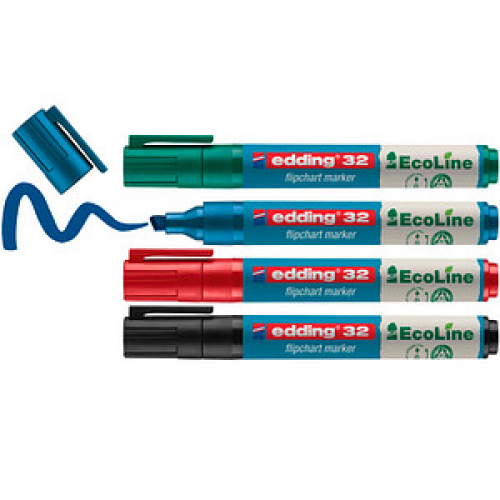 edding 32 Ecoline Flipchart-Marker farbsortiert 1,0 - 5,0 mm, 4 St.