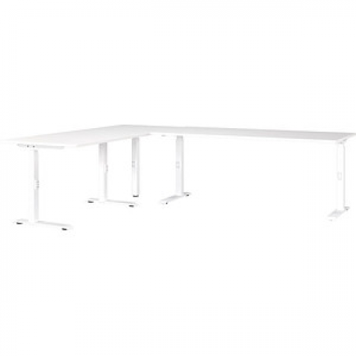 GERMANIA Mailand höhenverstellbarer Schreibtisch weiß L-Form, C-Fuß-Gestell weiß 240,0 x 220,0 cm