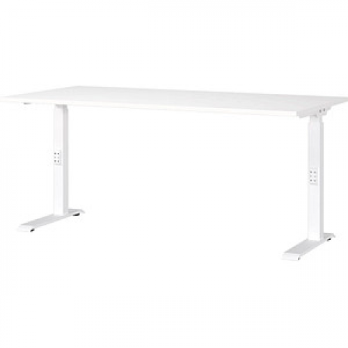 GERMANIA Mailand höhenverstellbarer Schreibtisch weiß rechteckig, C-Fuß-Gestell weiß 160,0 x 80,0 cm