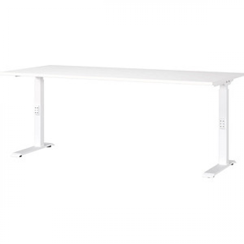 GERMANIA Mailand höhenverstellbarer Schreibtisch weiß rechteckig, C-Fuß-Gestell weiß 180,0 x 80,0 cm