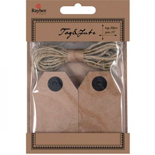 Rayher Geschenkanhänger braun Tags and Jute 20 St.