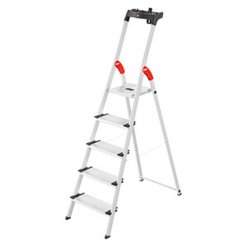 Hailo Stehleiter L80 ComfortLine alu 5 Stufen, H: 184,0 cm