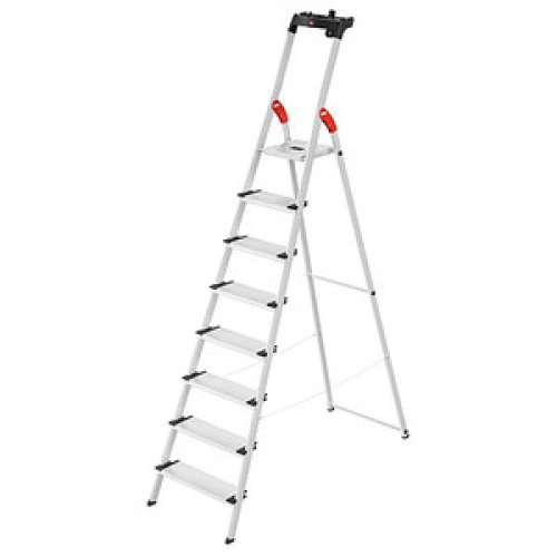 Hailo Stehleiter L80 ComfortLine alu 8 Stufen, H: 255,0 cm