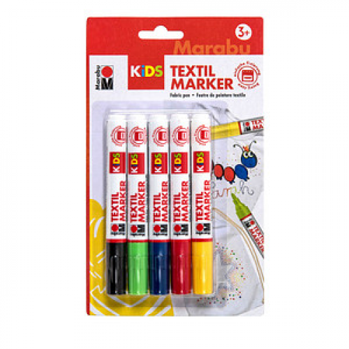 Marabu KiDS Textilmarker farbsortiert 3,0 mm, 5 St.