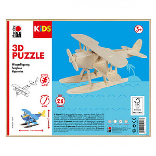 Marabu KiDS  Wasserflugzeug 3D-Puzzle, 28 (bemalbar) Teile