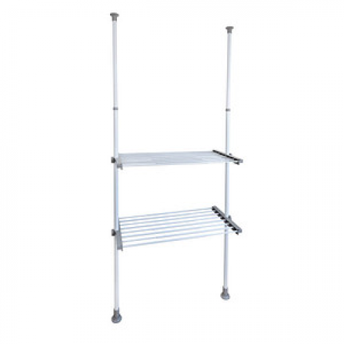 WENKO Teleskop-Garderobe Herkules Twin 50612100 grau Metall 73,0 - 120,0 x 165,0 - 300,0 cm