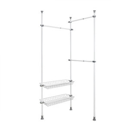 WENKO Teleskop-Garderobe Herkules Duo 50611100 grau Metall 164,0 - 215,0 x 165,0 - 300,0 cm