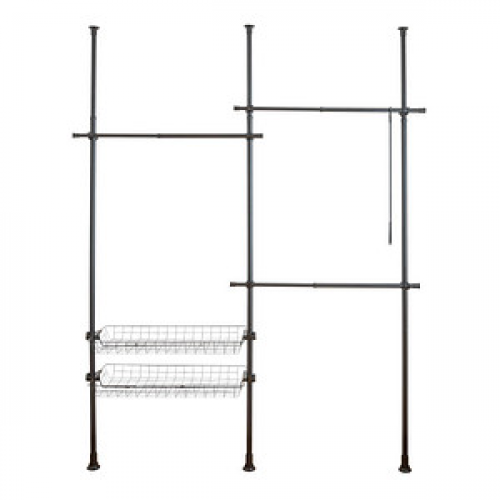 WENKO Teleskop-Garderobe Herkules Duo 50631100 schwarz Metall 164,0 - 215,0 x 165,0 - 300,0 cm