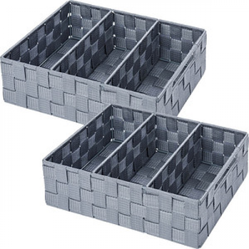 2 WENKO Adria Ordnungsboxen grau 32,0 x 21,0 x 10,0 cm