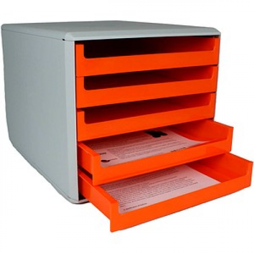 M&M Schubladenbox  orange 30050959, DIN A4 mit 5 Schubladen