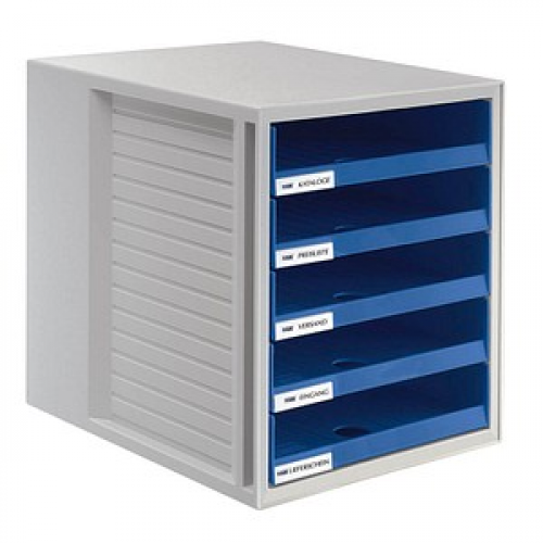 HAN Schubladenbox Schrank-Set  blau 1401-14, DIN C4 mit 5 Schubladen