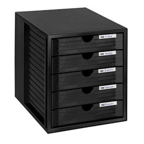 HAN Schubladenbox System-Box  schwarz 1450-13, DIN C4 mit 5 Schubladen