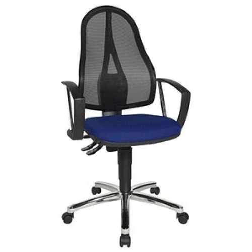 Topstar Bürostuhl Point 60 Netz Plus, G260 Stoff blau, Gestell chrom