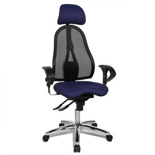 Topstar Bürostuhl Sitness 45, ST99U L58X Stoff blau, Gestell chrom