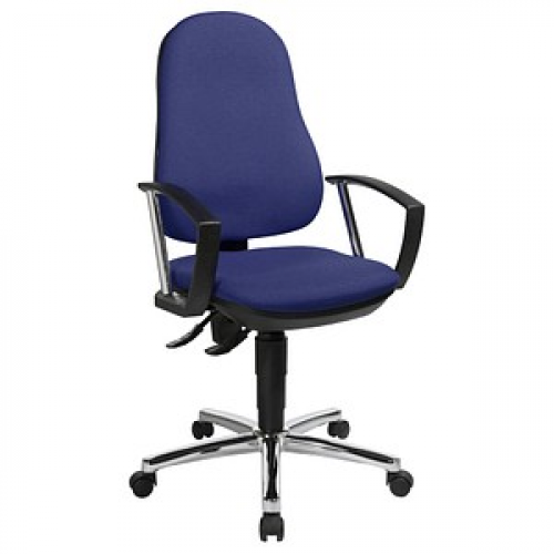 Topstar Bürostuhl Support® P Deluxe, 8179AG26 Stoff blau, Gestell chrom