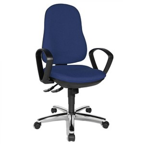 Topstar Bürostuhl Syncro Steel, 8929 G26 Stoff blau, Gestell chrom