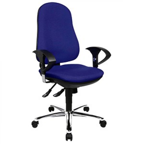 Topstar Bürostuhl Support ®Syncro Deluxe, 8559U G26 Stoff blau, Gestell chrom