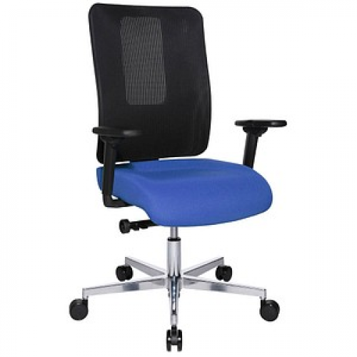 Topstar Bürostuhl Sitness Open X (N) Deluxe Alu mit Schiebesitz, OX39WTW2 T260 Stoff blau, Gestell alu