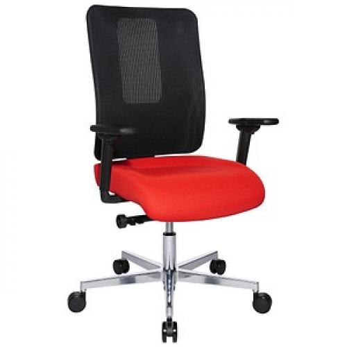 Topstar Bürostuhl Sitness Open X (N) Deluxe Alu mit Schiebesitz, OX39WTW2 T310 Stoff rot, Gestell alu