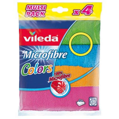 vileda Colors MULTI PACK Mikrofasertücher Mikrofaser 60 °C waschbar, 4 St.