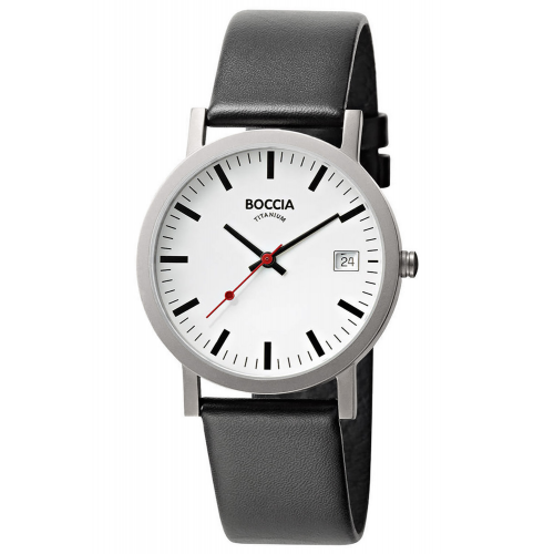 Boccia 3622-01 Herrenuhr Titan mit schwarzem Lederband