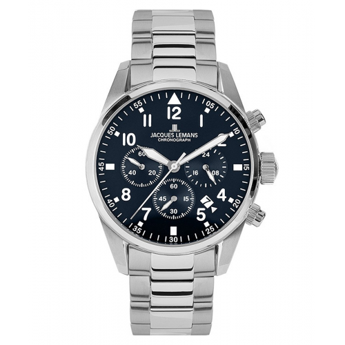 Jacques Lemans 42-2D Herren-Chronograph Barcelona Stahl/Blau