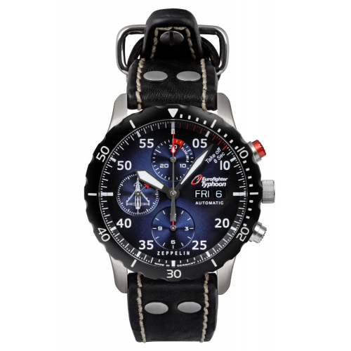 Zeppelin 7218-3 Herrenuhr Automatik Chronograph Eurofighter Schwarz/Blau