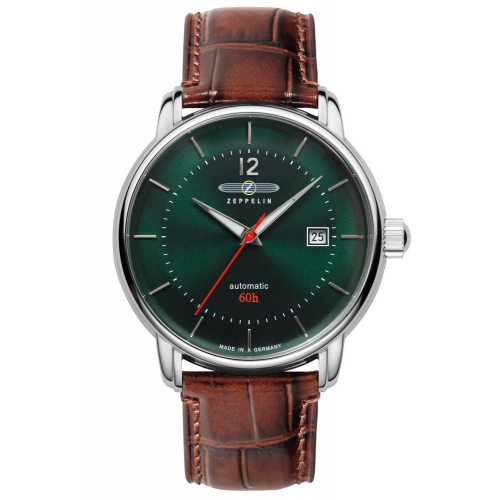 Zeppelin 8160-4 Herren-Armbanduhr Automatik LZ-120 Bodensee Braun/Grün