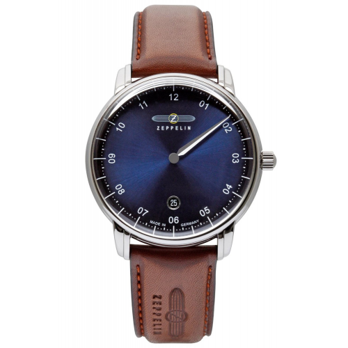 Zeppelin 8642-3 Herrenuhr New Captain's Line Monotimer Braun/Blau