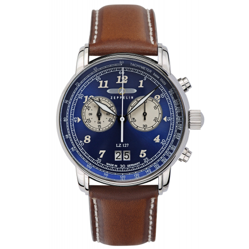 Zeppelin 8684-3 Herrenuhr Chronograph LZ 127 Braun/Blau