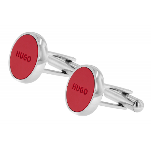 HUGO 50468669-693 Manschettenknöpfe Rund Rot E-Color1