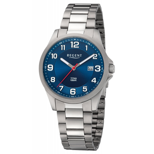 Regent 11090371 Herrenuhr Titan Blau 10 Bar