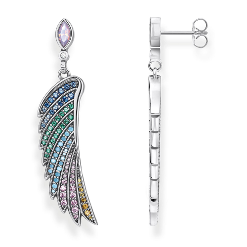 Thomas Sabo H2103-347-7 Damen-Ohrhänger Bunter Kolibri-Flügel Silber