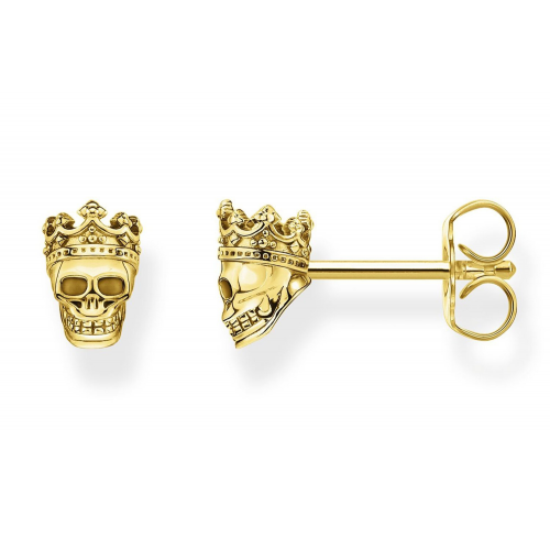 Thomas Sabo H2163-413-39 Unisex-Ohrstecker Totenkopf-König Goldfarben