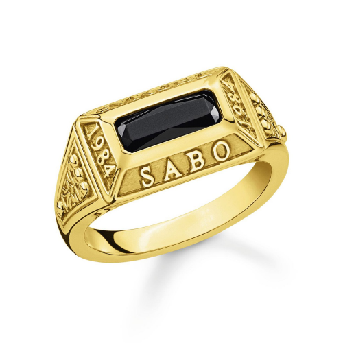 Thomas Sabo TR2243-966-11 College-Ring Schwarzer Stein Goldfarben