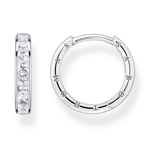 Thomas Sabo CR668-051-14 Damen-Ohrringe Creolen Silber Weiße Steine Pavé