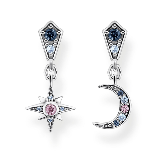 Thomas Sabo H2207-945-7 Damen-Ohrringe Royalty Stern & Mond Ohrhänger Silber