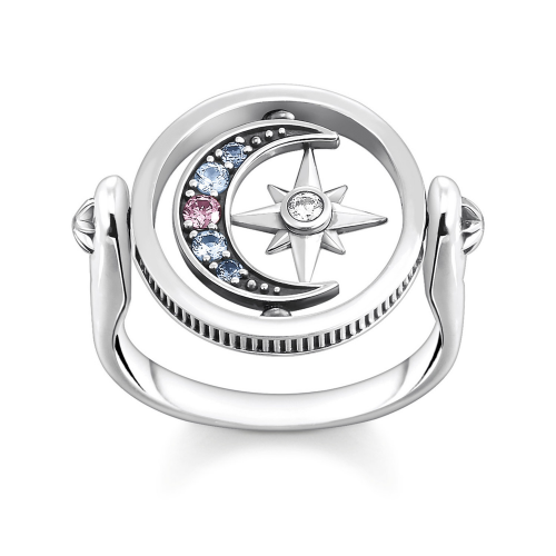 Thomas Sabo TR2377-945-7 Ring für Damen Royalty Stern & Mond Silber