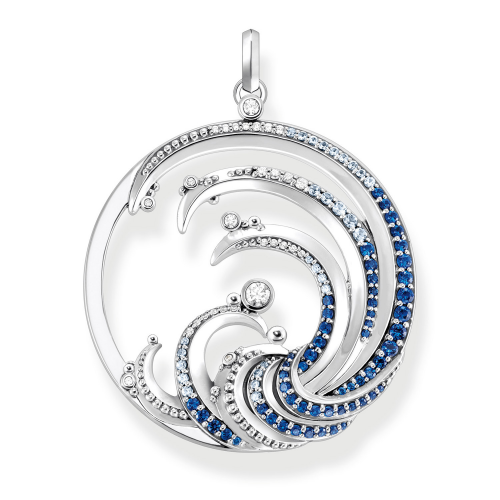 Thomas Sabo PE930-644-1 Anhänger Silber Welle mit Blauen Steinen