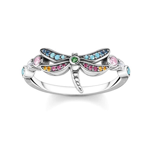 Thomas Sabo TR2383-314-7 Damenring Libelle mit Bunten Steinen