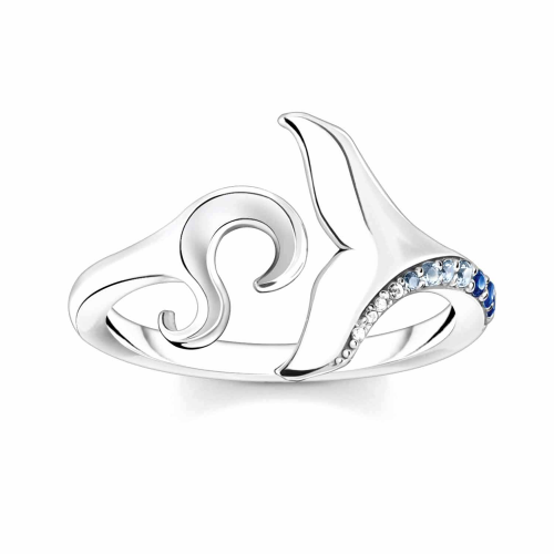 Thomas Sabo TR2385-644-1 Damenring Schwanzflosse und Welle mit Blauen Steinen