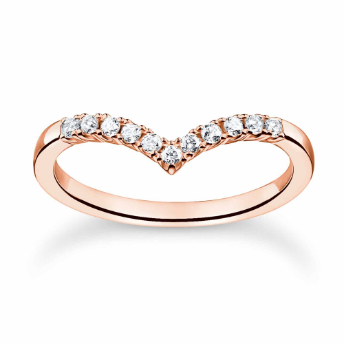 Thomas Sabo TR2394-416-14 Damen-Ring V-Form mit Weißen Steinen Roségoldfarben