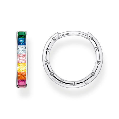 Thomas Sabo CR668-477-7 Damen-Silberohrringe Creolen Bunte Steine Pavé