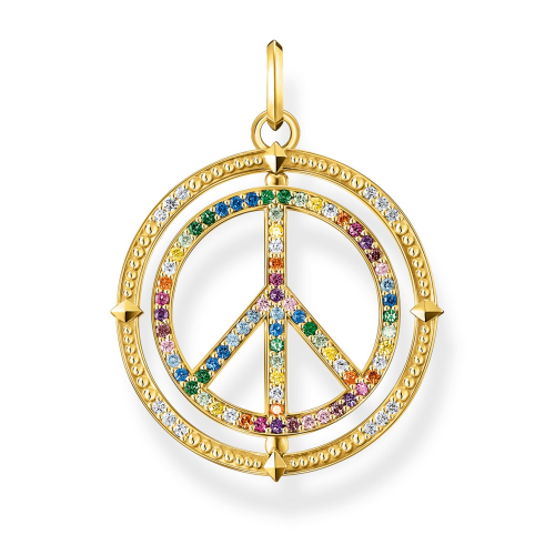 Thomas Sabo PE941-996-7 Anhänger Peace Zeichen Goldfarben Bunt