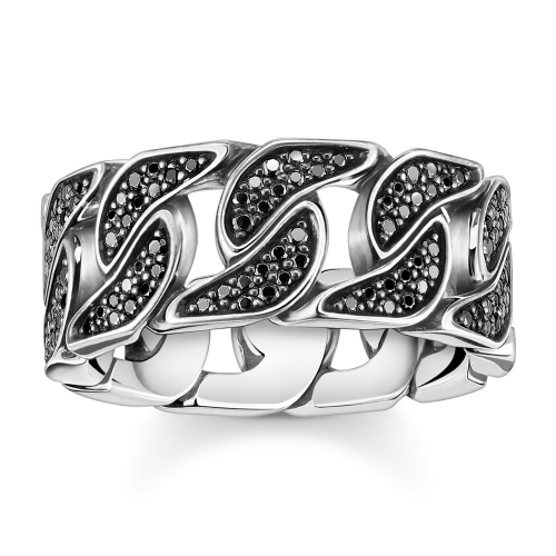 Thomas Sabo TR1932-643-11 Ring Panzerglieder Silber mit schwarzen Steinen