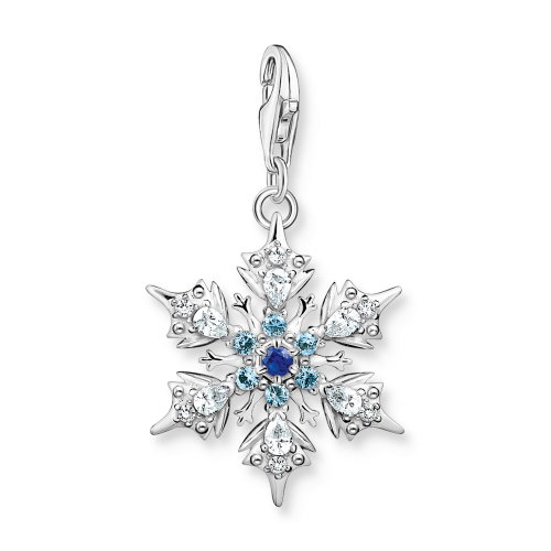 Thomas Sabo 1902-945-7 Charm-Anhänger Schneeflocke mit Blauen Steinen