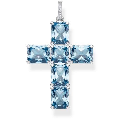 Thomas Sabo PE922-059-1 Anhänger Kreuz Aqua/Weiß