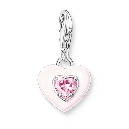 Thomas Sabo 1915-041-9 Charm-Anhänger Herz mit Pinkfarbenem Stein