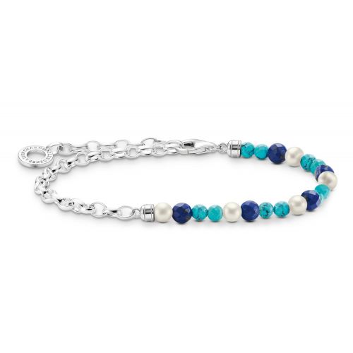 Thomas Sabo A2100-056-7 Charm-Armband Perlen und Blaue Beads